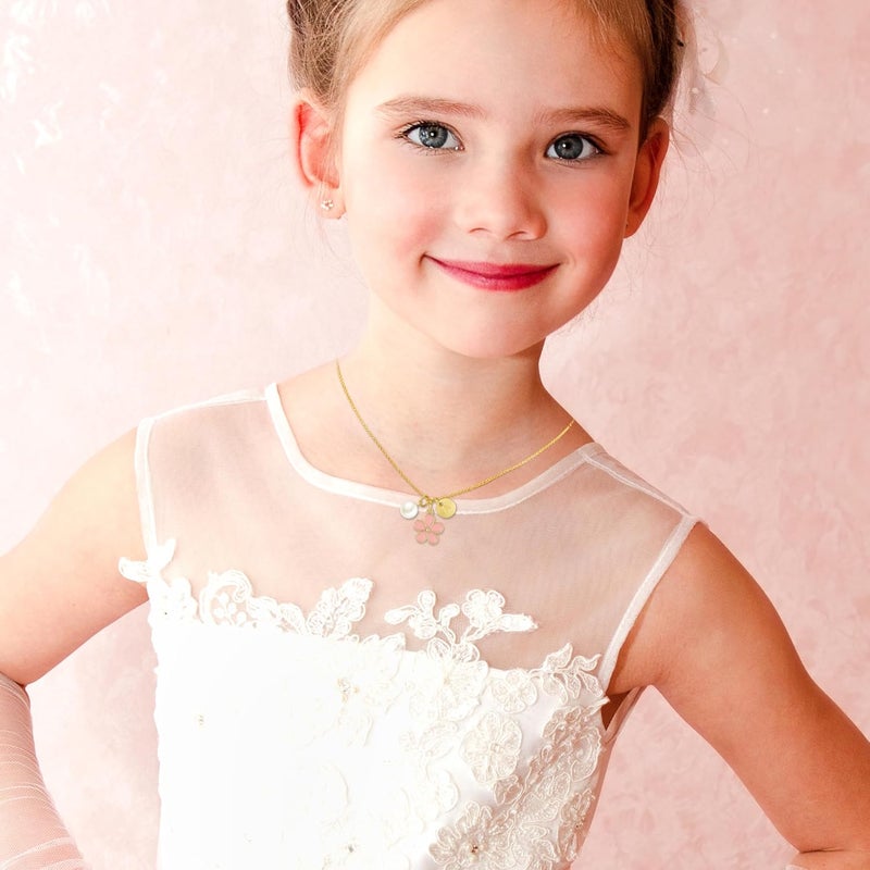 ELLEZZA Valentines Day Gifts for Kids-Flower Girl Gift,Initial Letter Necklace for Flower Girl,14K Gold Plated Proposal Gifts on Wedding Bridal Party - Image 3